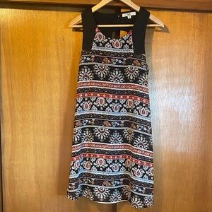 Ya Los Angeles Womens Mini Dress Small Paisley Patterned Vintage Black Blue Red